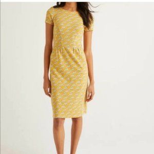 Boden Yellow Cheetah Printed Phoebe Dress 12L